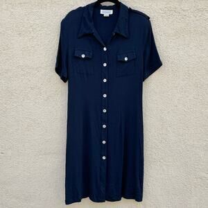 Vintage Impressions of California Black Textured Shirtdress XL